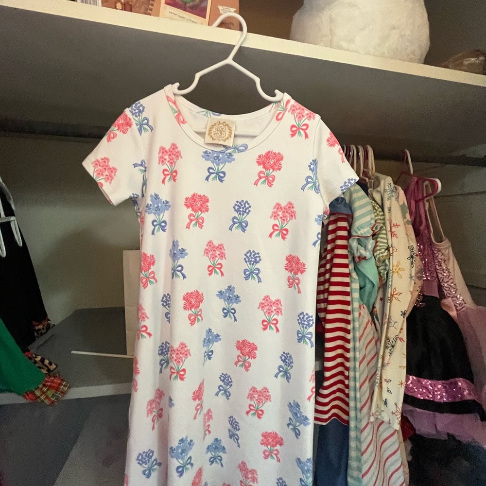 The Beaufort Bonnet Company Floral Kids Dress - Pink and Blue